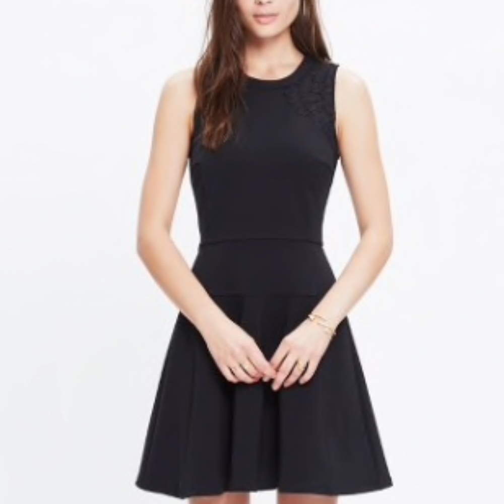 Madewell Black Sleeveless Fit-and-Flare Mini Dress